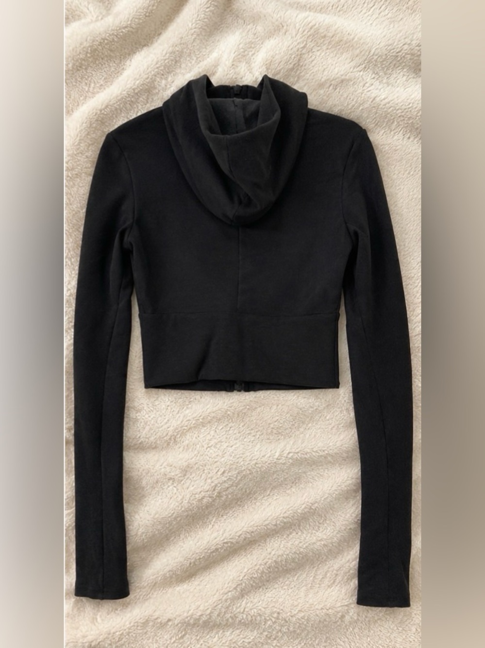ALO Yoga Sway Black Cropped Zip Hooded Jacket - Picture 3 of 3